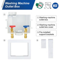 1/2" Copper Press Inlet, Washing Machine Outlet Box, Center Drain Plumbingsell