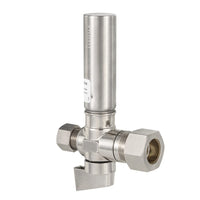 1/4 Turn Stop Straight Valve, 1/2" Nominal (5/8" OD) Compression x 3/8" OD With Stainless Steel Water Hammer Arrestor Chrome Plated Brass Plumbingsell
