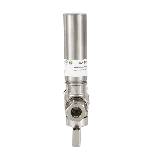 1/4 Turn Stop Straight Valve, 1/2" Nominal (5/8" OD) Compression x 3/8" OD With Stainless Steel Water Hammer Arrestor Chrome Plated Brass Plumbingsell