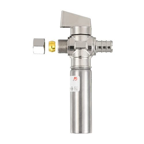 1/4 Turn Stop Straight Valve, 1/2" Barb Crimp PEX x 3/8" OD With Stainless Steel Water Hammer Arrestor Chrome Plated Brass Plumbingsell