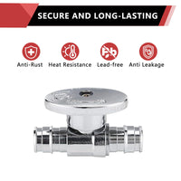 10 Pcs 1/2" x 1/2" PEX Expansion Straight Stop Valve, 1/4 Turn (Lead Free) Plumbingsell