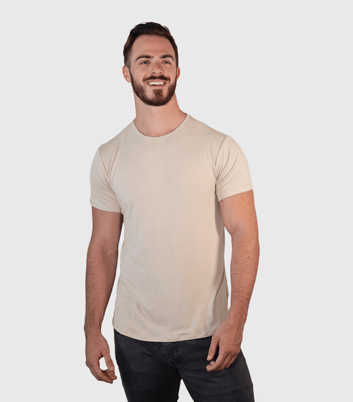 Bamboo Swift Curve-Hem T-Shirt - Sandstone Bamtech