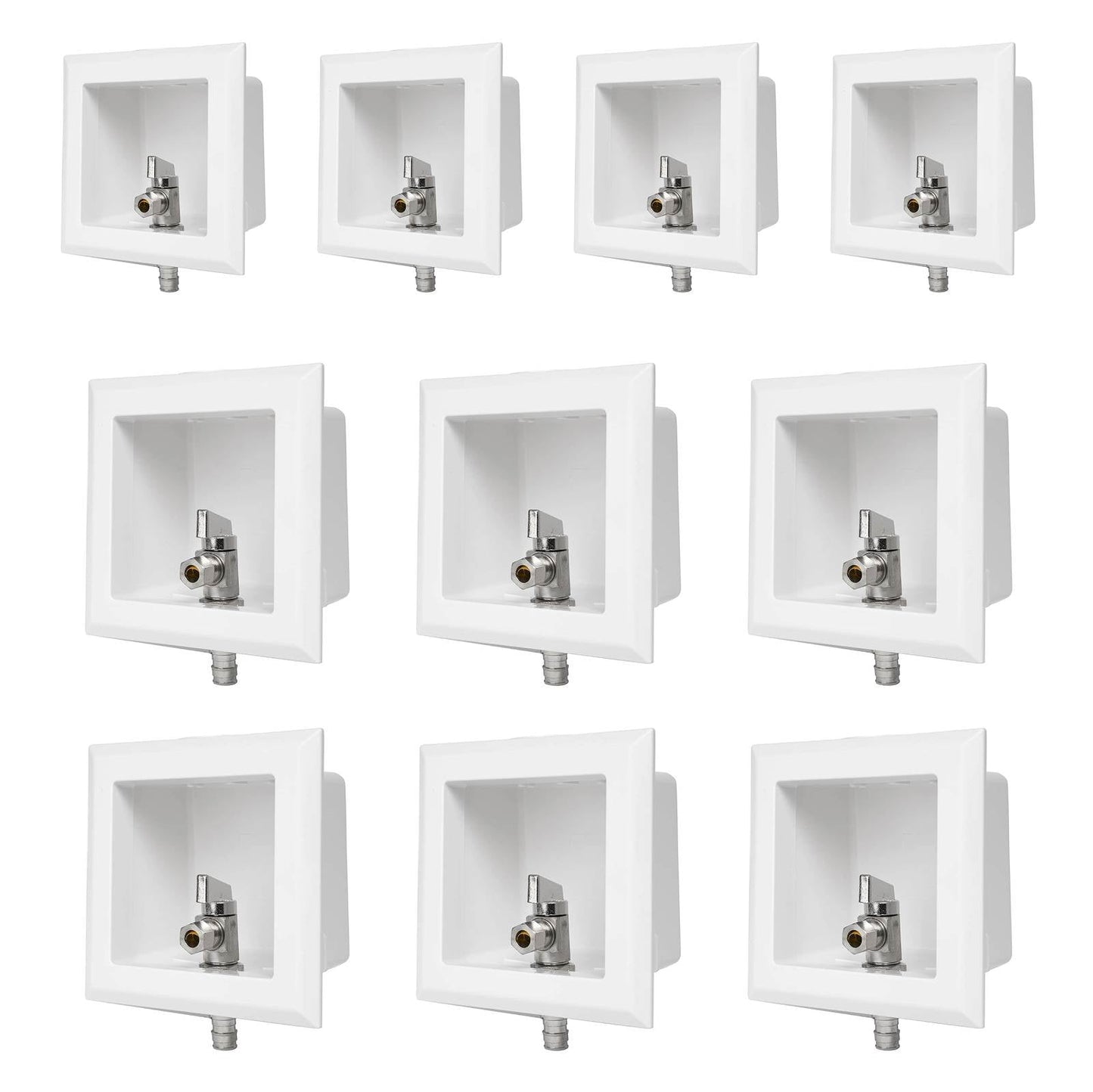 10 Pcs 1/2" PEX Expansion (F1960) Inlet, Toilet Outlet Box, 3/8" OD Compression Outlet