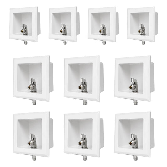 10 Pcs 1/2" PEX Expansion (F1960) Inlet, Toilet Outlet Box, 3/8" OD Compression Outlet