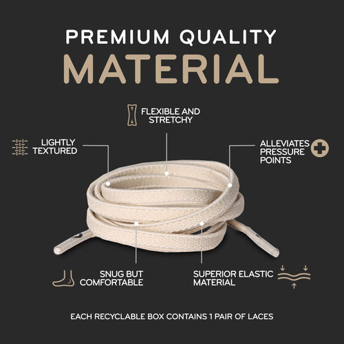 Ivory Flat Elastic Stretch Shoe Laces The Original Stretchlace