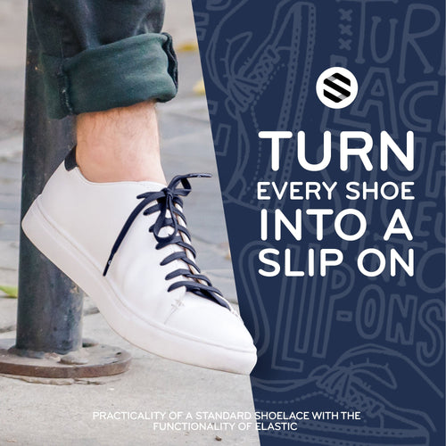 Navy Flat Elastic Stretch Shoe Laces The Original Stretchlace