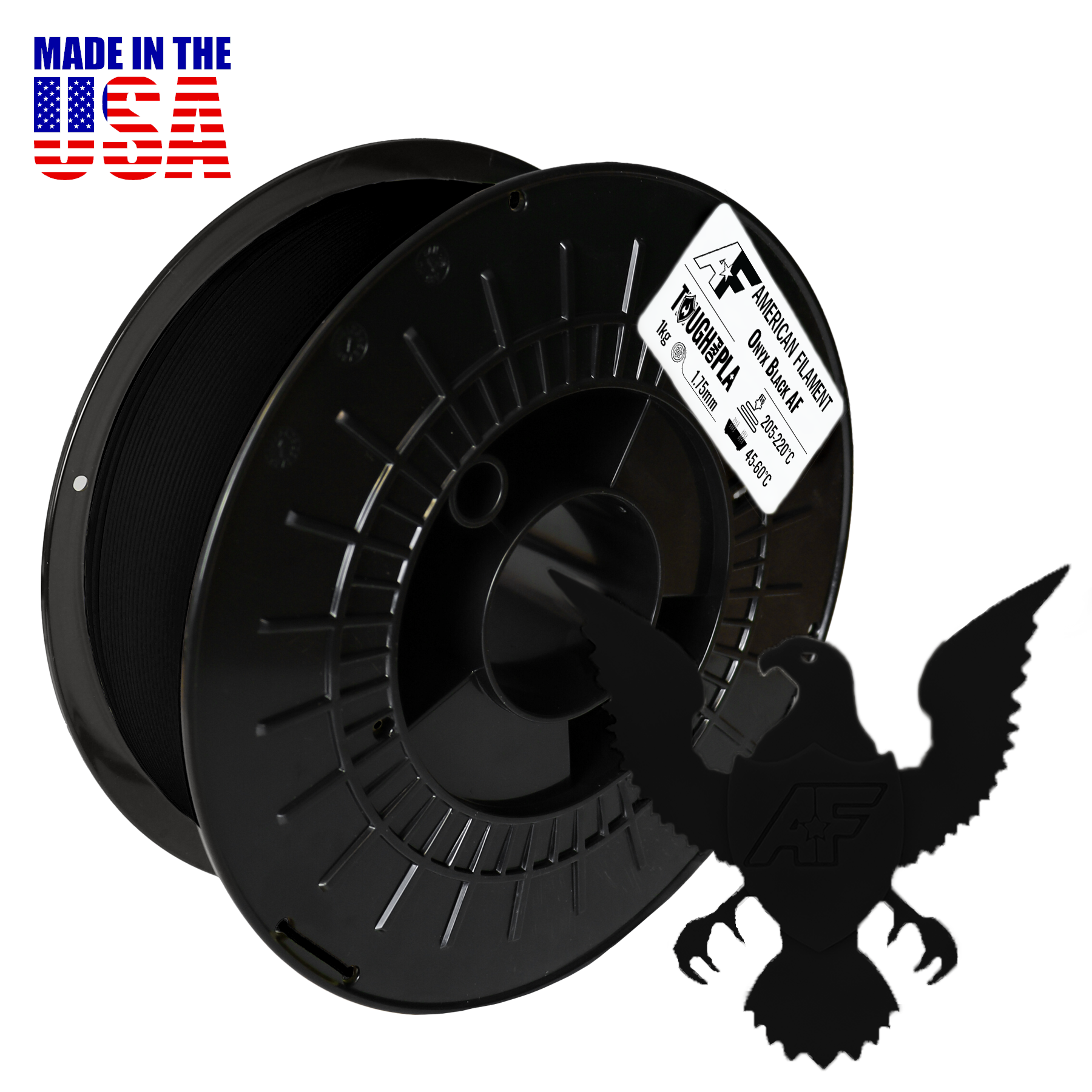 American Filament Onyx Black AF 1.75mm Tough Pro PLA+ Filament Made in the USA!