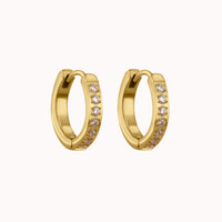 Tiny Classic Diamond Hoop Earrings Caris Jewelry