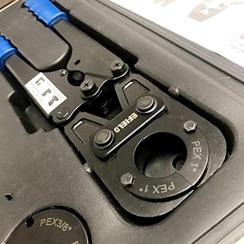 PEX Crimping Tool Kit, FULL SIZE, 3/8" , 1/2" , 3/4" , 1" Copper Ring with Gauge & PEX Pipe Cutter Meets F1807 Standards