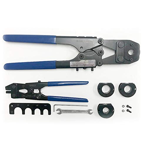 PEX Crimping Tool Kit, 3/8" , 1/2" , 5/8" and 3/4" with the Ring Removal Tool (Decrimper) & Gauge Meets F1807 Standards Plumbingsell