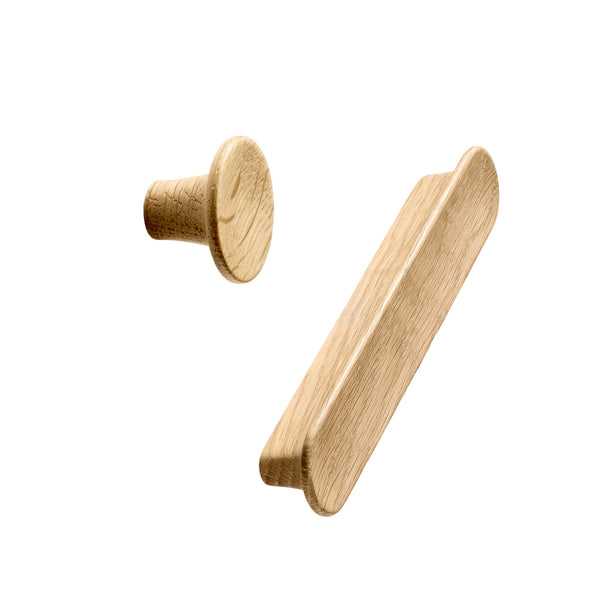 Lacquered Oak Wood "Tuba" Cabinet Knob and Drawer Pulls Euro • Knobs