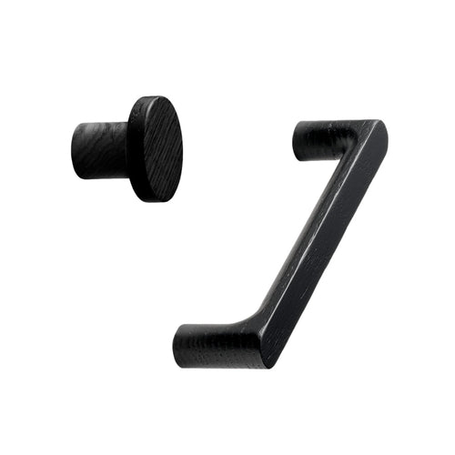 Black Lacquered Wood "Pinta" Cabinet Knob and Drawer Pulls Euro • Knobs