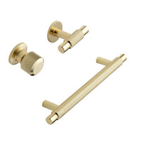 Brushed Gold "Manor" Knurled Cabinet Knobs and Drawer Pulls