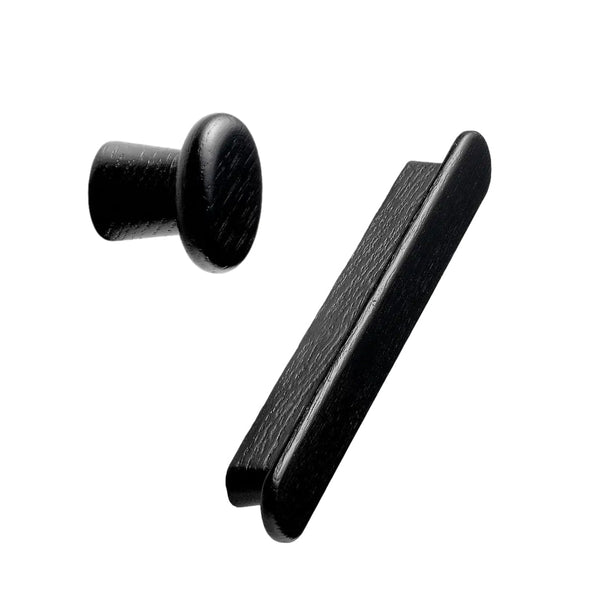 Black Stained Wood "Classis" Cabinet Knob and Drawer Pull Euro • Knobs