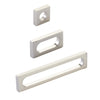 Brushed Nickel "Loop" Square Drawer Pulls and Cabinet Knobs Euro • Knobs