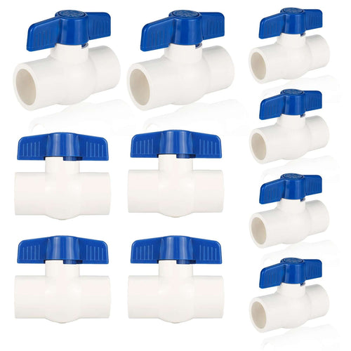 10 Pcs 1" PVC Ball Valve, Solvent Weld, Sch. 40