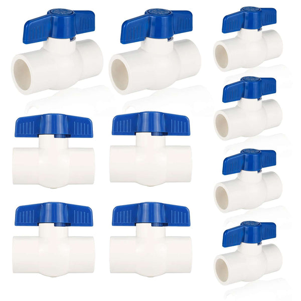 10 Pcs 1" PVC Ball Valve, Solvent Weld, Sch. 40