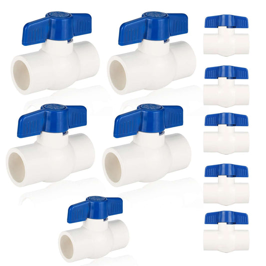 10 Pcs 1-1/2" PVC Ball Valve, Solvent Weld, Sch. 40