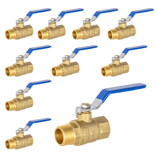 10 Pcs 3/4" FIP x 3/4 "MIP Brass Full Port Ball Valve (Lead Free)