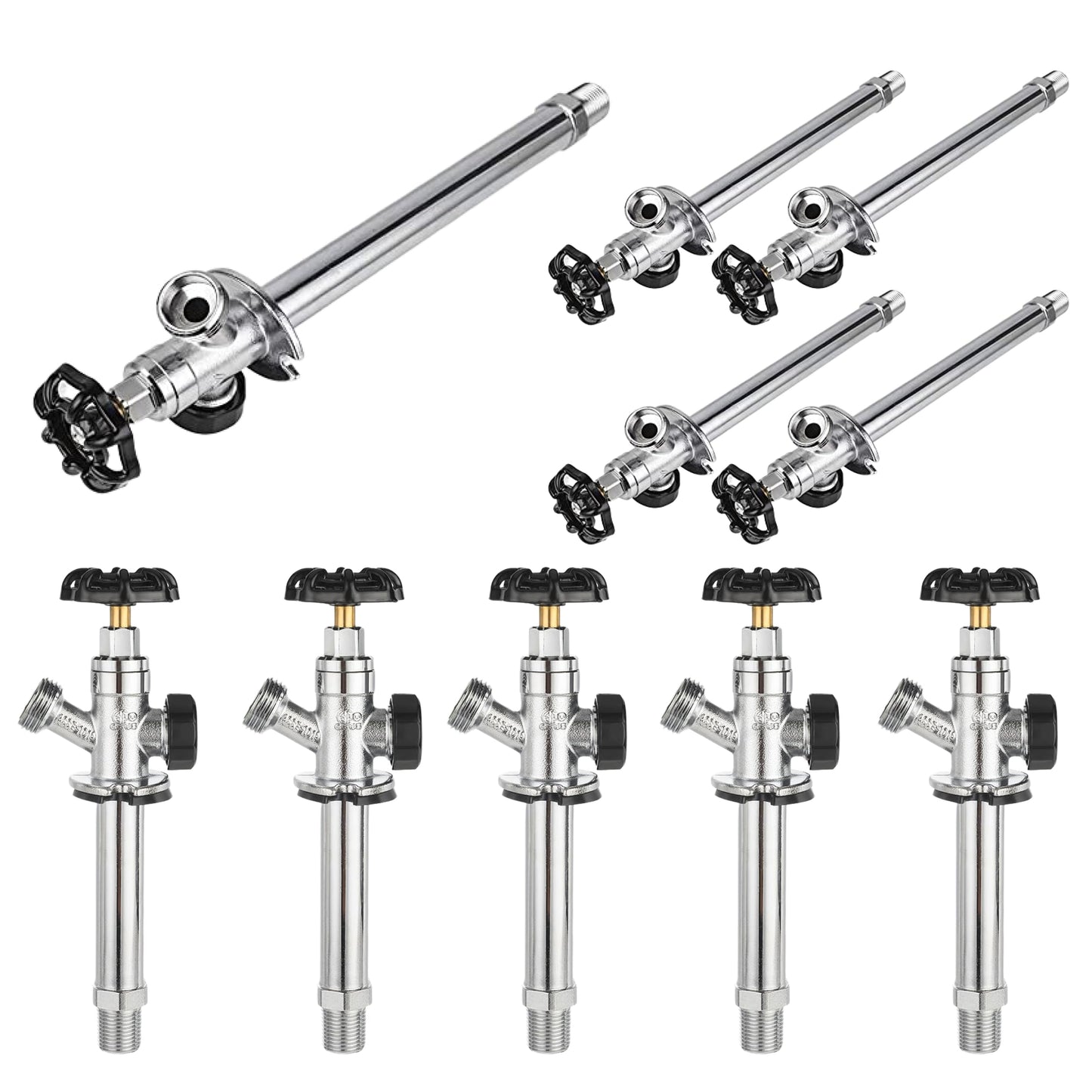 10 Pcs 1/2" MIP x 3/4" Hose Bibb, 8" Anti Siphon Frost Free Sillcock
