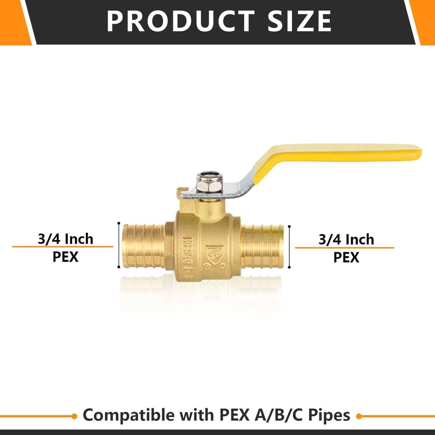 3/4" PEX Crimp Ball Valve, Yellow (Lead Free)