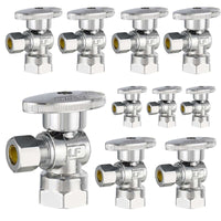 10 Pcs 1/2" FIP x 3/8" OD Compr. Angle Stop Valve, 1/4 Turn (Lead Free) Plumbingsell