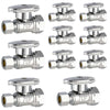 10 Pcs 1/2" FIP x 3/8" OD Compr. Straight Stop Valve, 1/4 Turn (Lead Free) Plumbingsell