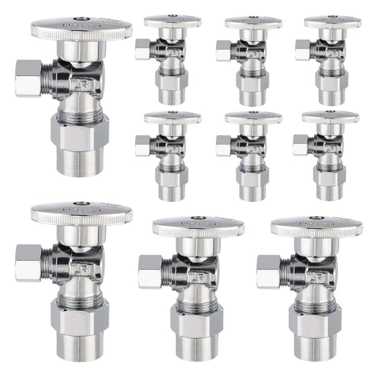 10 Pcs 1/2" CPVC x 3/8" OD Compr. Angle Stop Valve, 1/4 Turn (Lead Free)
