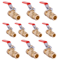10 Pcs 1/2" Compression Ball Valve, Red (Lead Free) Plumbingsell