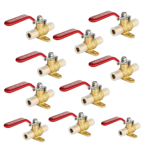 10 Pcs 1/2" PEX Expansion Drop Ear Ball Valve, Red (Lead Free) Plumbingsell