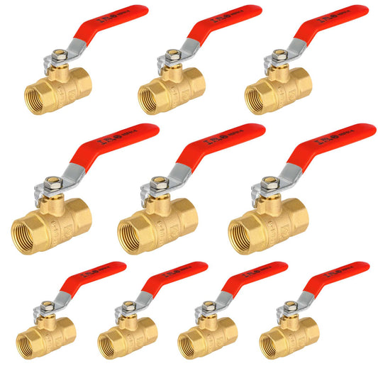 10 Pcs 1" FNPT Ball Valve, Red (Lead Free)