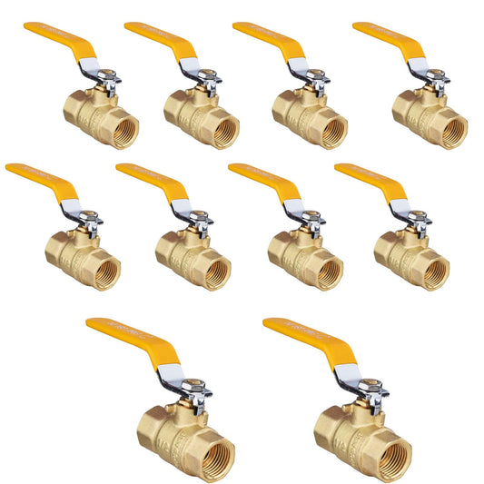 10 Pcs 1" FNPT Ball Valve, Yellow (Lead Free)