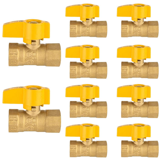 10 Pcs 3/4" FNPT Gas Valve, Yellow