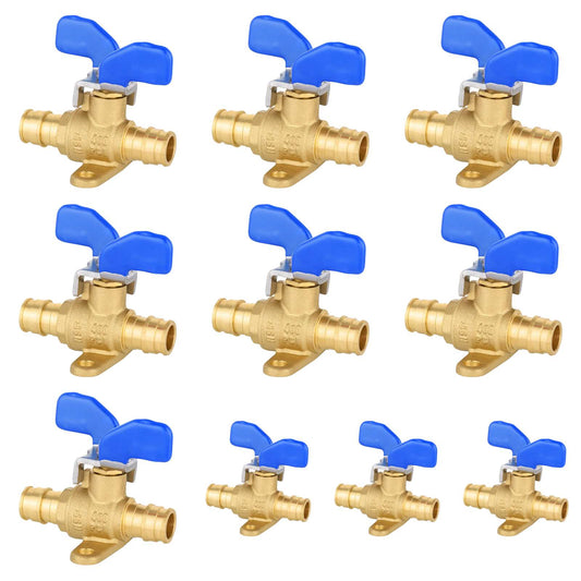10 Pcs 3/4" PEX-A Expansion Butterfly Valve W/Drop Ear, Blue (Lead Free)