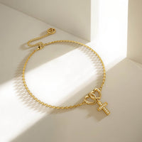 Double Heart Cross Bracelet vanimy
