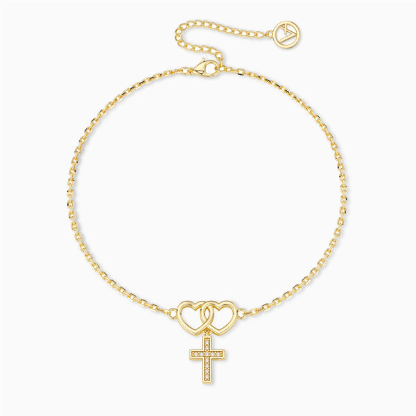 Double Heart Cross Bracelet vanimy