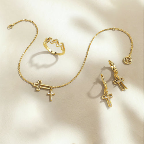 Cutout Double Cross Earrings