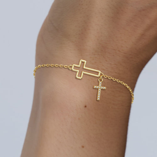 Cutout Double Cross Bracelet vanimy