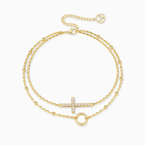 Gold Layered Cross Bracelet vanimy