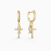 Sterling Silver Ichthys Cross Earrings vanimy