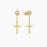 Cord Cross Dangle Earrings vanimy