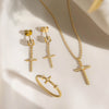Cord Cross Dangle Earrings vanimy