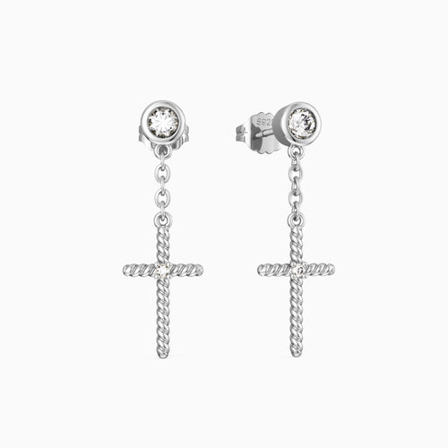 Cord Cross Dangle Earrings vanimy