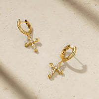 Byzantine Faith Cross Huggie Hoop Earrings