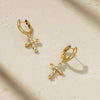 Byzantine Faith Cross Huggie Hoop Earrings vanimy
