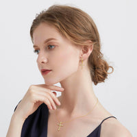 Byzantine Faith Cross Huggie Hoop Earrings vanimy