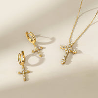 Byzantine Faith Cross Huggie Hoop Earrings vanimy