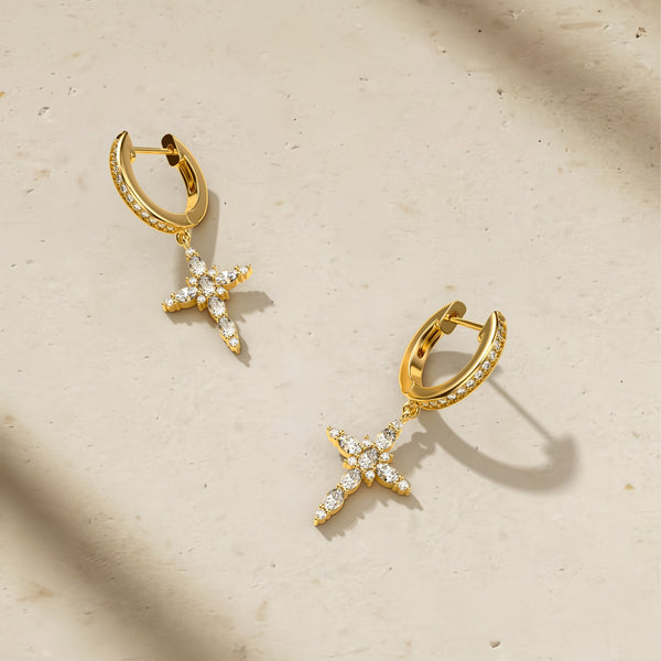 Byzantine Cross Amulet Huggie Hoop Earrings vanimy