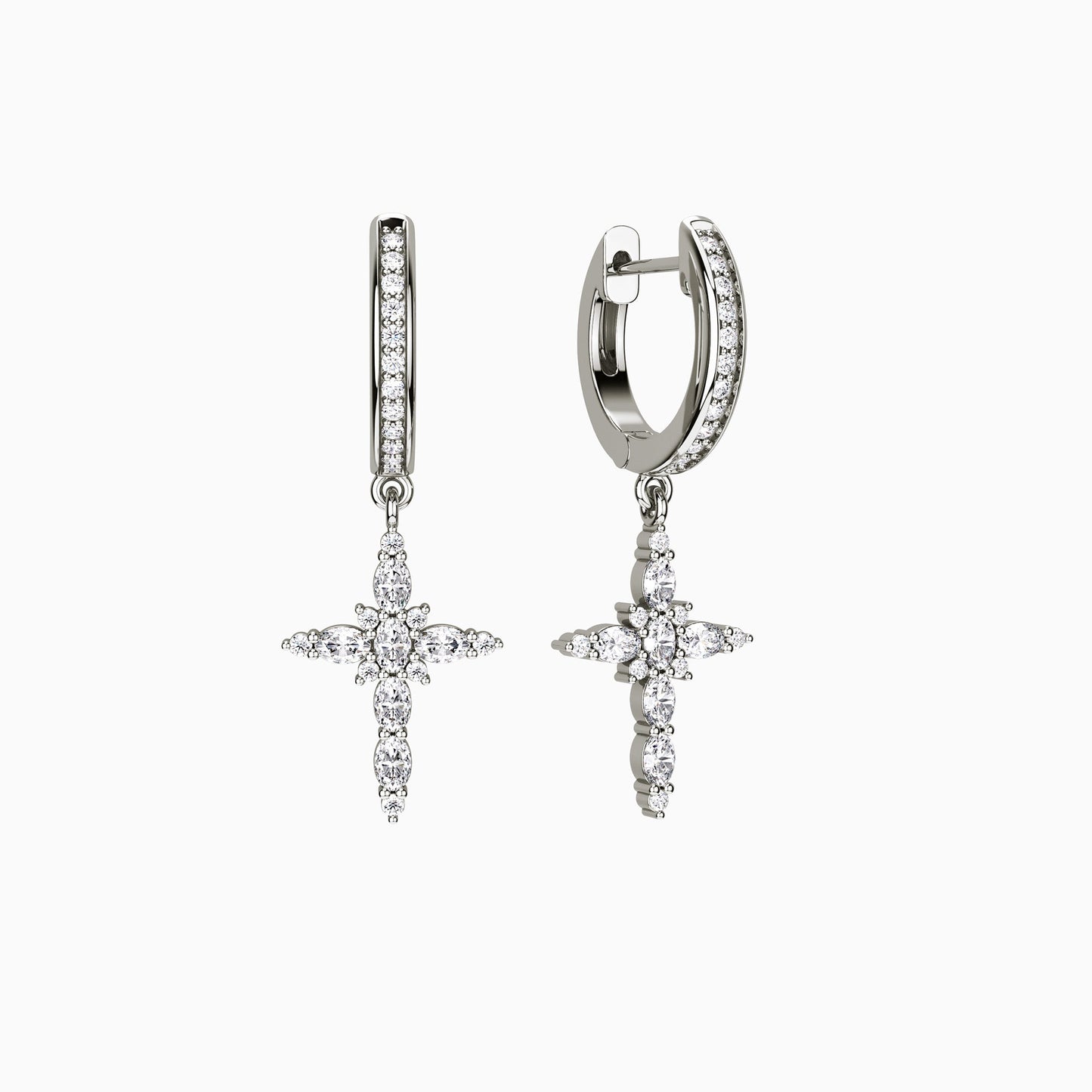 Byzantine Cross Amulet Huggie Hoop Earrings
