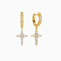 Byzantine Cross Amulet Huggie Hoop Earrings vanimy